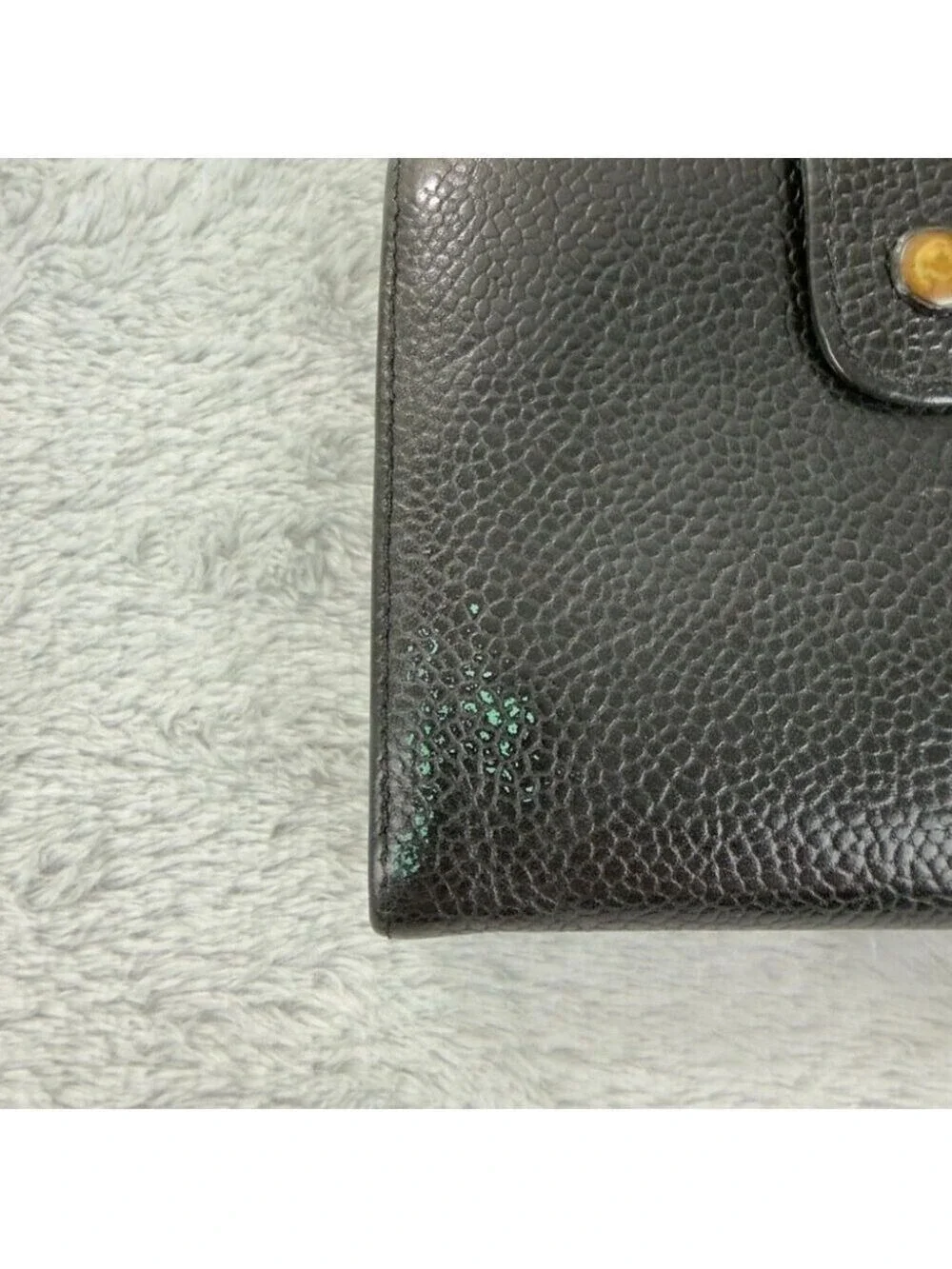 Chanel Black Grained Calfskin CC Logo Bifold Wallet
